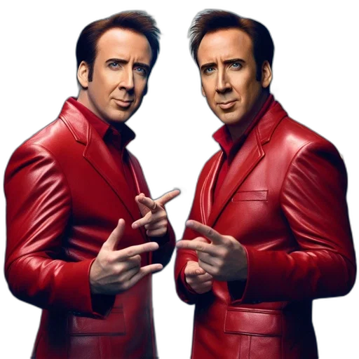 jacket, concept art, photorealistic, 3d render, comic book art, red, two, men transparent PNG cut-out