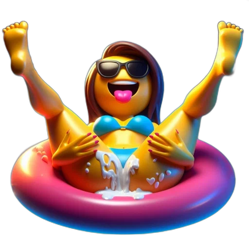 3d render, concept art, vaporwave, animated, character, relaxes, pool, fellow transparent PNG cut-out