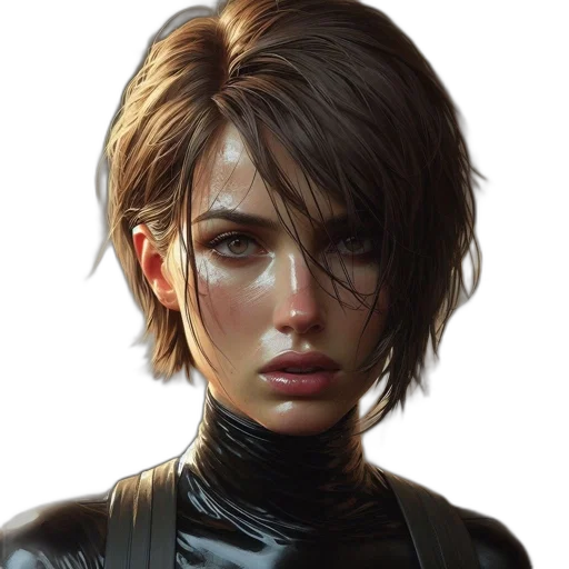 face, jacket, cyberpunk, concept art, photorealistic, comic book art, dark, golden transparent PNG cut-out