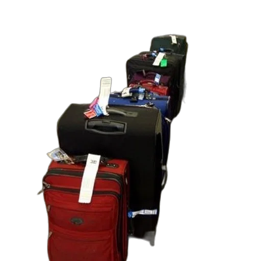 robot, staff, row, suitcases, luggage, tags, including, one transparent PNG cut-out