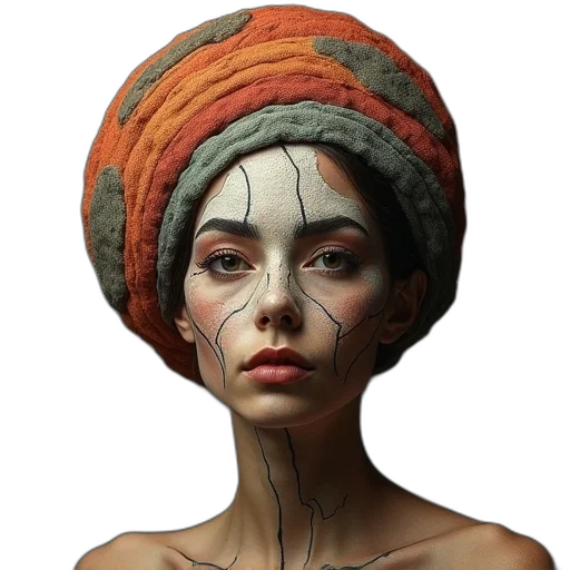 hat, face, crown, mask, fantasy art, photorealistic, concept art, oil painting transparent PNG cut-out