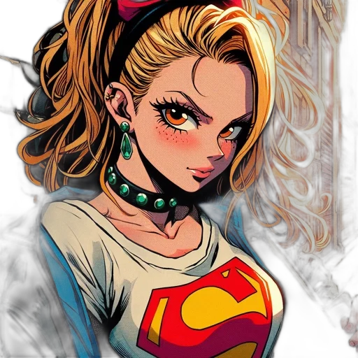 face, comic book art, cartoon, anime, concept art, colorful, blonde-haired, female transparent PNG cut-out