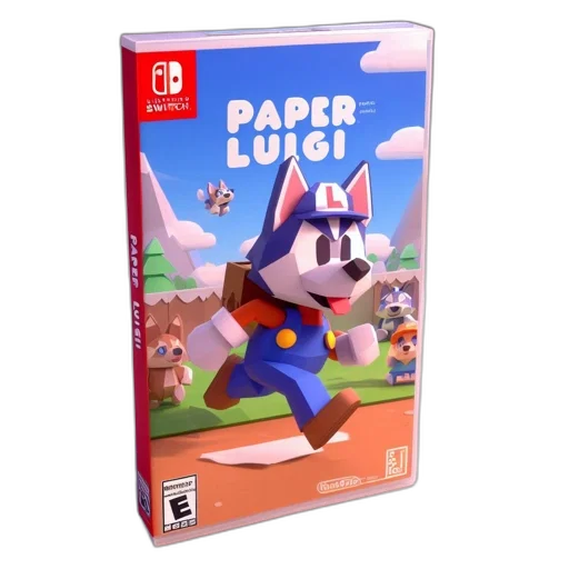 concept art, 3d render, pixel art, nintendo, switch, game, titled, paper transparent PNG cut-out