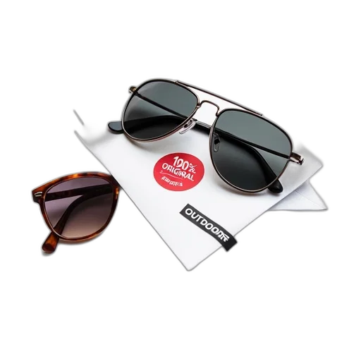 monochrome, pair, silver-framed, sunglasses, black, lens, displayed, white transparent PNG cut-out