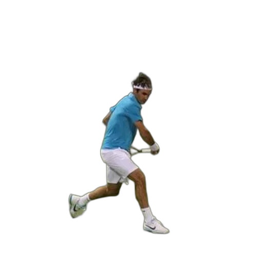 3d render, pixel art, pastel, tennis, player, blue, shirt, white transparent PNG cut-out