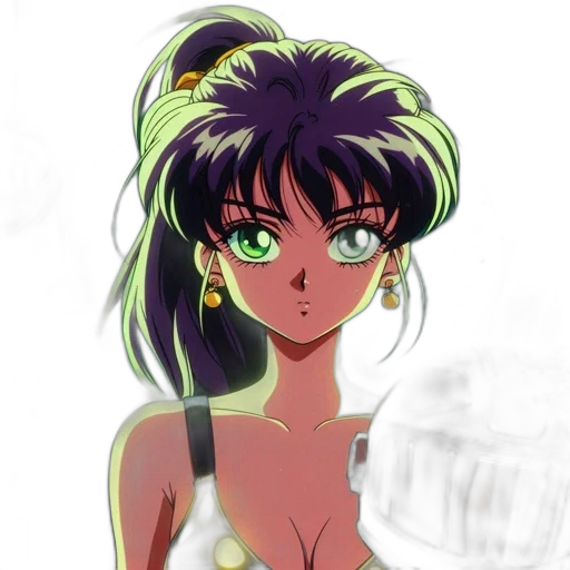 jewelry, anime, cartoon, concept art, vaporwave, green, neon, animated transparent PNG cut-out