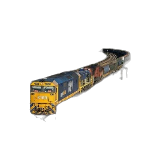 photorealistic, 3d render, yellow, train, number, 8169, traveling, down transparent PNG cut-out
