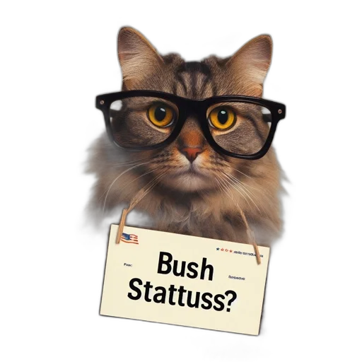 staff, distinctive, yellow-eyed, cat, thick, fur, coat, wears transparent PNG cut-out