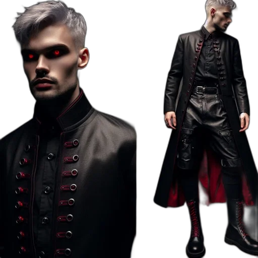 jacket, concept art, cyberpunk, fantasy art, 3d render, dark, red, monochrome transparent PNG cut-out
