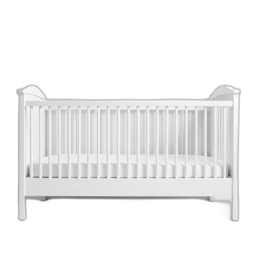 furniture, white, minimalist, crib, simple, design, featuring, plain transparent PNG cut-out