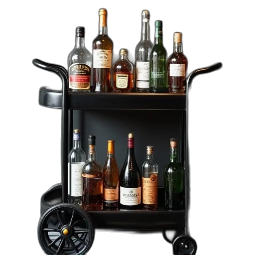 furniture, black, drink, cart transparent PNG cut-out