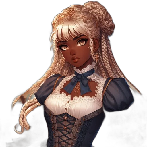 staff, dress, hair, face, fantasy art, concept art, anime, pixel art transparent PNG cut-out