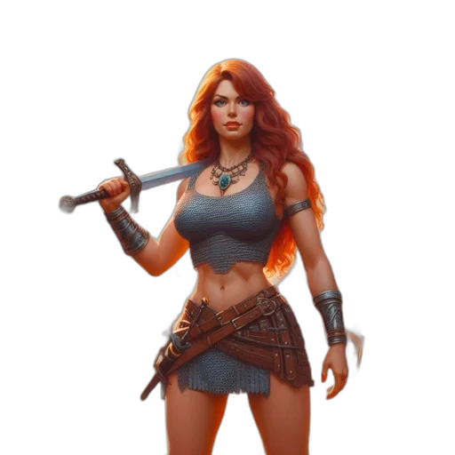 sword, staff, fantasy art, concept art, comic book art, pixel art, woman, red transparent PNG cut-out