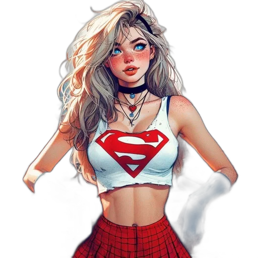 dress, comic book art, fantasy art, concept art, cartoon, red, illustration, features transparent PNG cut-out