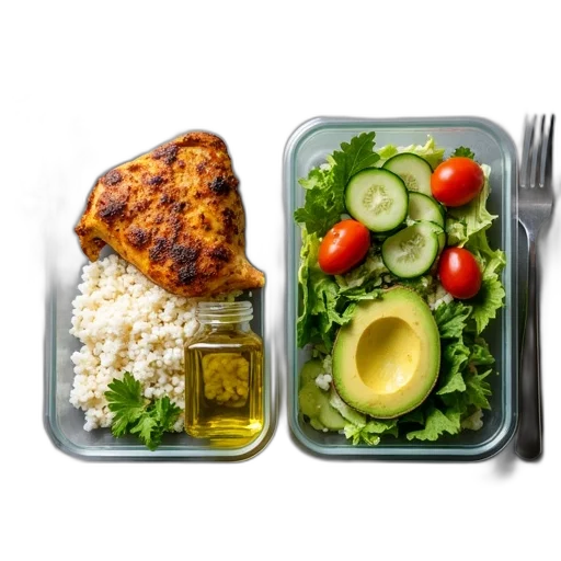 food, meal, presented, two, clear, plastic, containers, grey transparent PNG cut-out