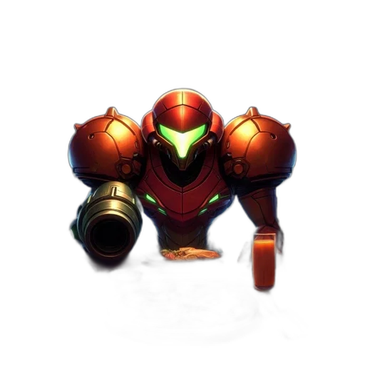 robot, weapon, staff, mask, concept art, 3d render, pixel art, fantasy art transparent PNG cut-out