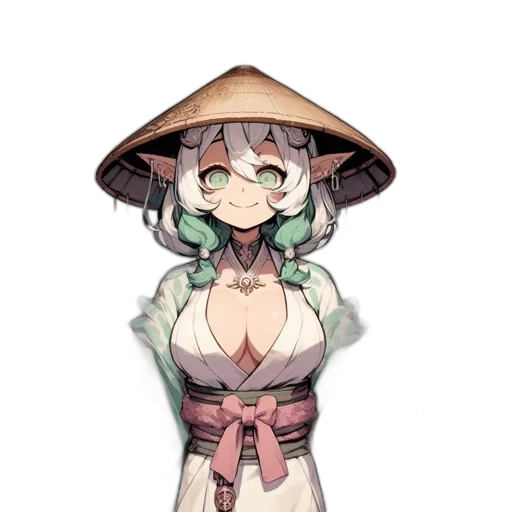 hat, staff, flower, mask, anime, pixel art, concept art, fantasy art transparent PNG cut-out
