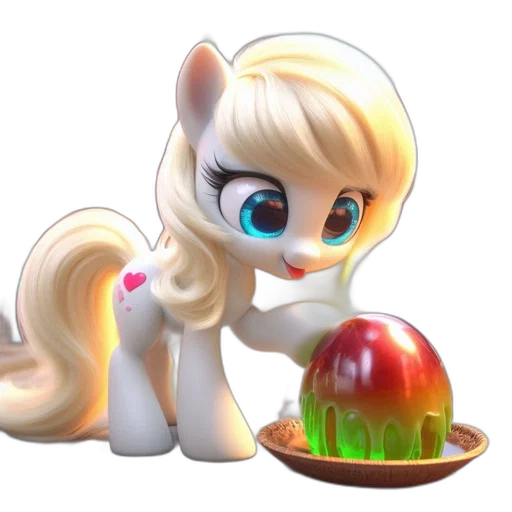 food, 3d render, concept art, fantasy art, cartoonish, pony, blonde, hair transparent PNG cut-out