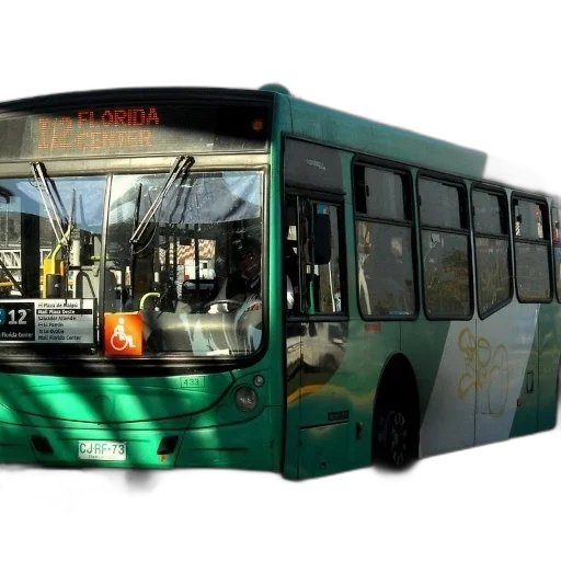 staff, photorealistic, 3d render, green, bus, destination, florida, center transparent PNG cut-out