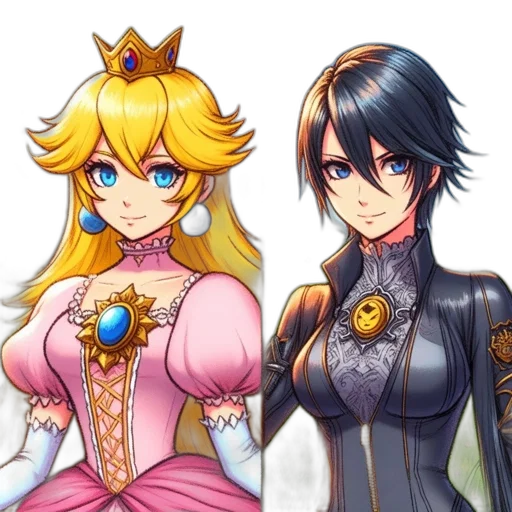 pixel art, concept art, fantasy art, 3d render, golden, monochrome, two, female transparent PNG cut-out