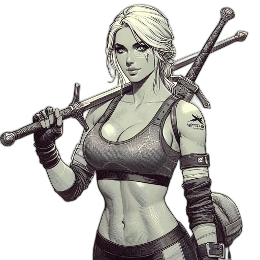 weapon, sword, staff, comic book art, fantasy art, concept art, cyberpunk, illustrated transparent PNG cut-out