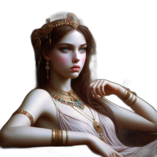 jewelry, crown, dress, face, fantasy art, photorealistic, concept art, oil painting transparent PNG cut-out