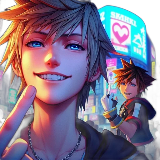 anime, concept art, cartoon, cyberpunk, neon lights, city street, neon, blue transparent PNG cut-out