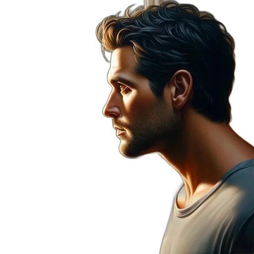 face, photorealistic, oil painting, concept art, fantasy art, closeup, portrait, man transparent PNG cut-out