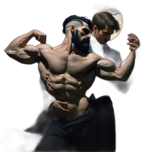 concept art, photorealistic, fantasy art, comic book art, forest, setting, shirtless, muscular transparent PNG cut-out