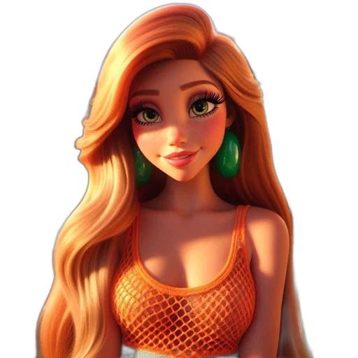 dress, jewelry, face, hair, fantasy art, cartoon, 3d render, concept art transparent PNG cut-out