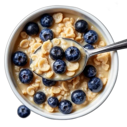 food, mask, face, bowl, filled, mixture, oatmeal, blueberries transparent PNG cut-out