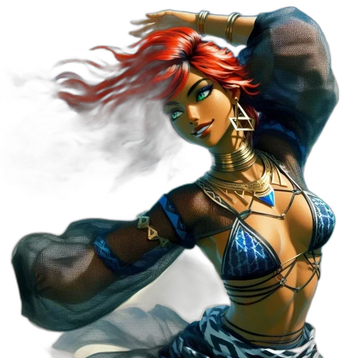 fantasy art, concept art, comic book art, photorealistic, underwater, female, character, vibrant transparent PNG cut-out