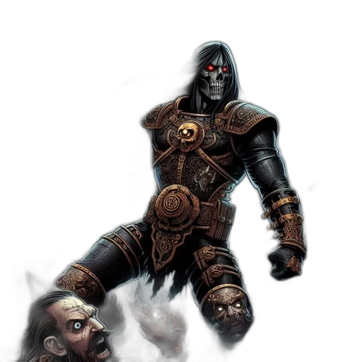 mask, sword, weapon, creature, concept art, fantasy art, comic book art, 3d render transparent PNG cut-out