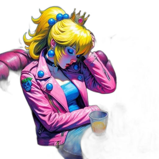 jacket, robot, concept art, vaporwave, comic book art, anime, neon, colorful transparent PNG cut-out