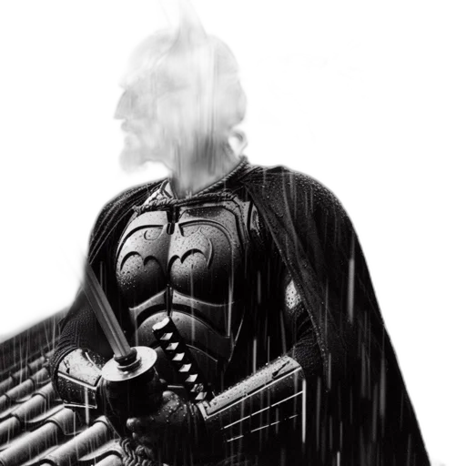 weapon, jacket, comic book art, concept art, pencil sketch, cyberpunk, monochrome, figure transparent PNG cut-out