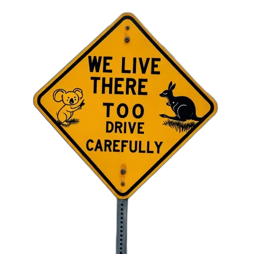 car, yellow, sign, black, text, illustrations, attached, metal transparent PNG cut-out