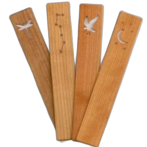 weapon, furniture, staff, four, wooden, bookmarks, intricate, designs transparent PNG cut-out