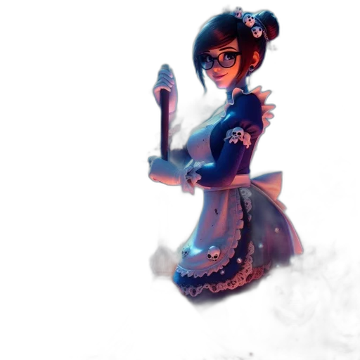 staff, dress, robot, concept art, fantasy art, cyberpunk, 3d render, neon lights transparent PNG cut-out