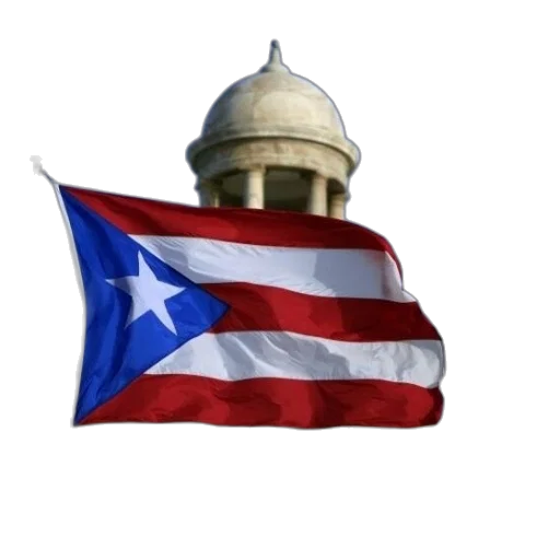 puerto, rican, flag, waves, front, domed, building, against transparent PNG cut-out