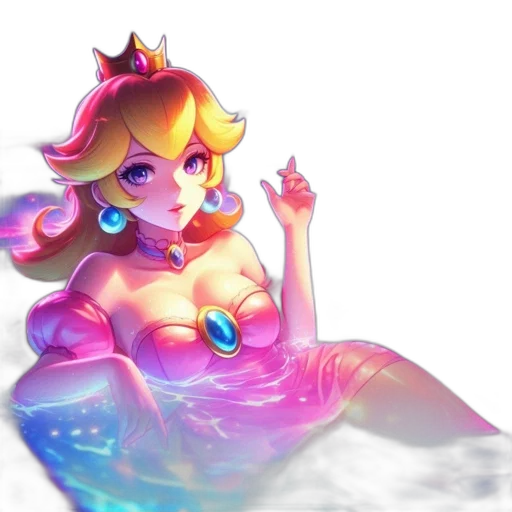 crown, dress, staff, pixel art, fantasy art, concept art, vaporwave, pastel transparent PNG cut-out