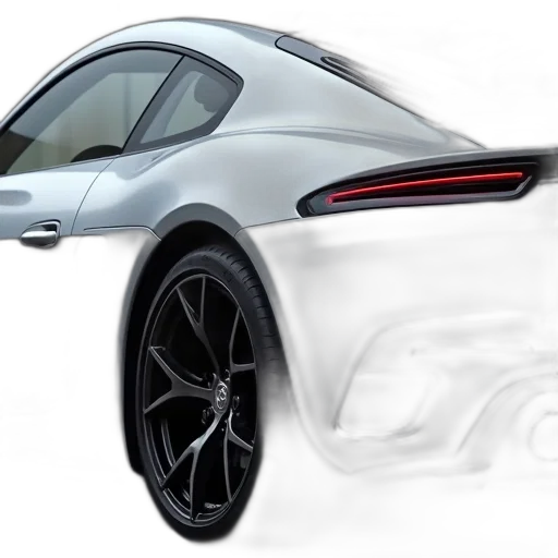 car, concept art, photorealistic, 3d render, close-up, silver, rear, side transparent PNG cut-out