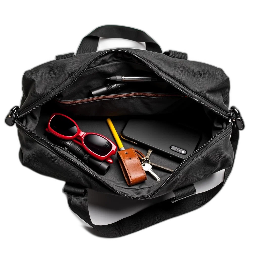 weapon, staff, 3d render, black, canvas, messenger, bag, open transparent PNG cut-out