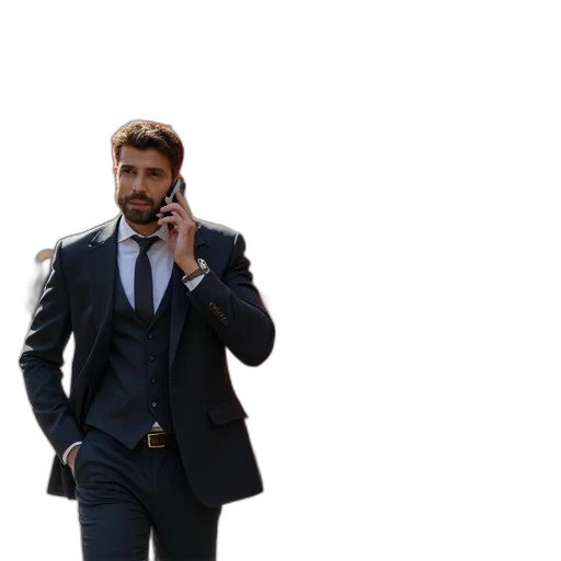 jacket, staff, face, concept art, 3d render, man, suit, walking transparent PNG cut-out