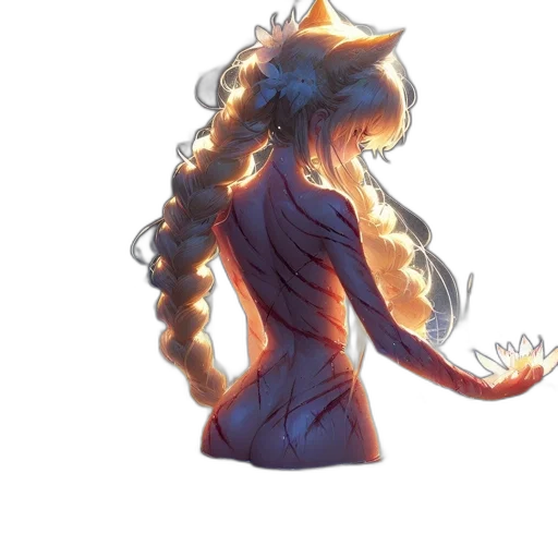 dress, hair, crown, staff, concept art, anime, watercolor, fantasy art transparent PNG cut-out