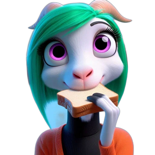food, face, animal, staff, 3d render, concept art, cartoon, fantasy art transparent PNG cut-out