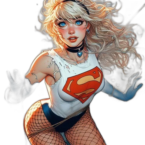 comic book art, concept art, fantasy art, cartoon, woman, distinctive, features, wears transparent PNG cut-out
