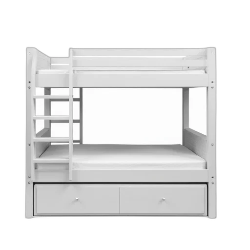 furniture, 3d render, photorealistic, monochrome, white, modern, multi-tiered, bunk transparent PNG cut-out
