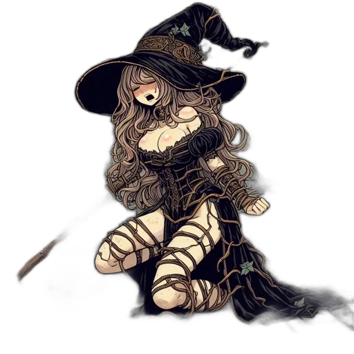 staff, hat, dress, mask, fantasy art, concept art, pixel art, watercolor transparent PNG cut-out
