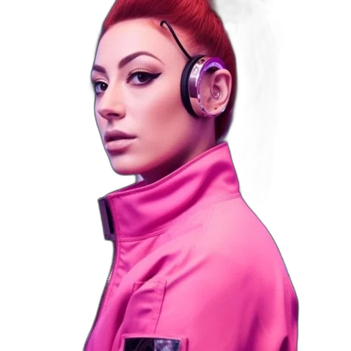jacket, staff, face, robot, cyberpunk, concept art, photorealistic, fantasy art transparent PNG cut-out