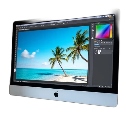photorealistic, 3d render, computer, screen, displaying, graphic, design, program transparent PNG cut-out